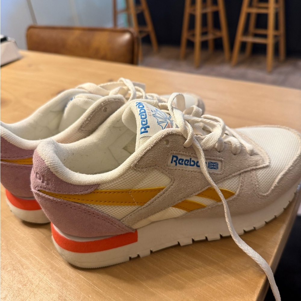 Reebok Cream and Purple Sneakers with Retro Design
